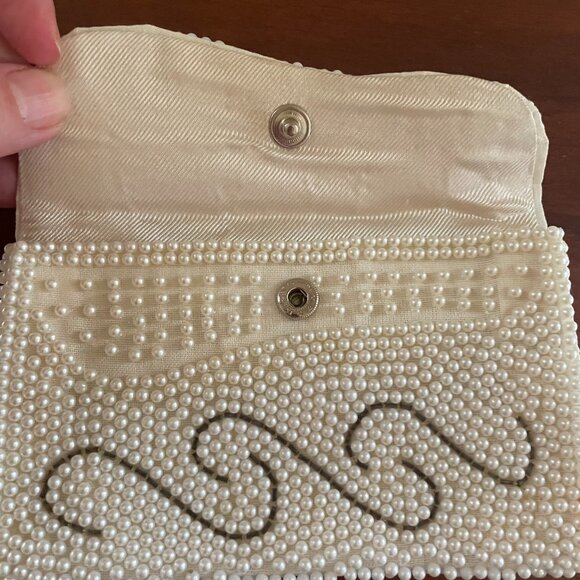 Vintage Beaded Faux Pearl Small Clutch / Wallet - Picture 3 of 4